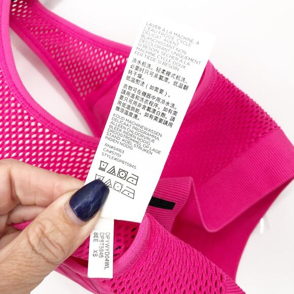 DKNY SPORT Women's Sports Bra XS Hot Pink Mesh-Back Medium-Impact NWT - Picture 9 of 10